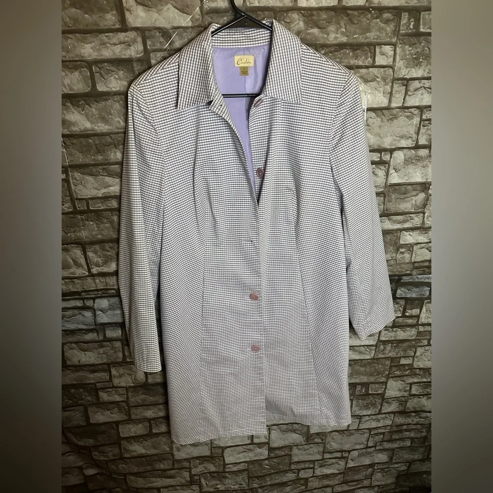Caslon Plaid Long Rain Coat Size Small